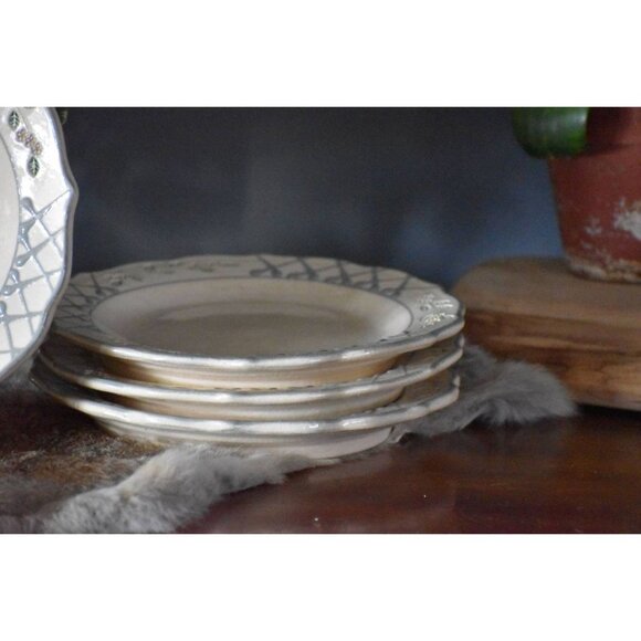 MPM Mick Morgan‎ Studio Pottery salad plates Glazed Stoneware Tan purple - Picture 7 of 9